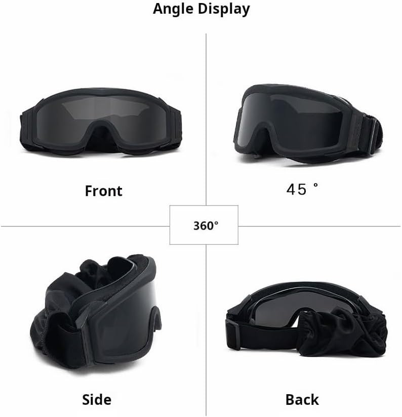 LEJUNJIE Airsoft Goggles, Tactical Safety Goggles Anti Fog Paintball Goggles with 3 Interchangeable lens Hunting Cycling - Image 5